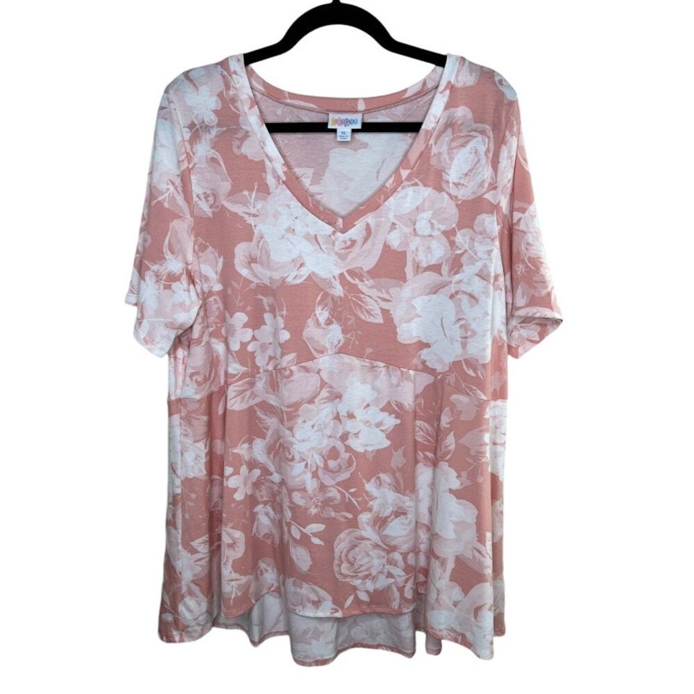 Lularoe Jana Empire Waist Swing Top Pink Floral Size XL